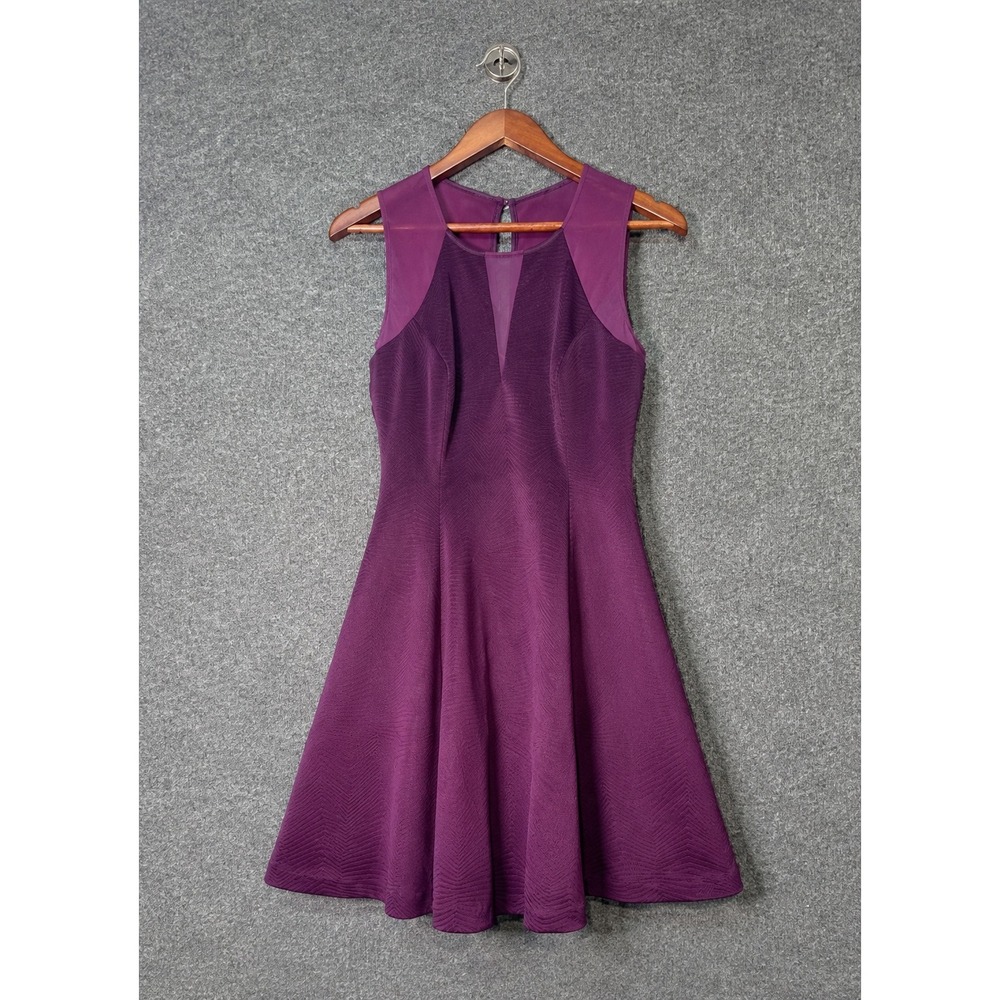 Guess Purple SkaterFairy Dress Mesh Cutout Fit & Flare Mini Dress Size 8